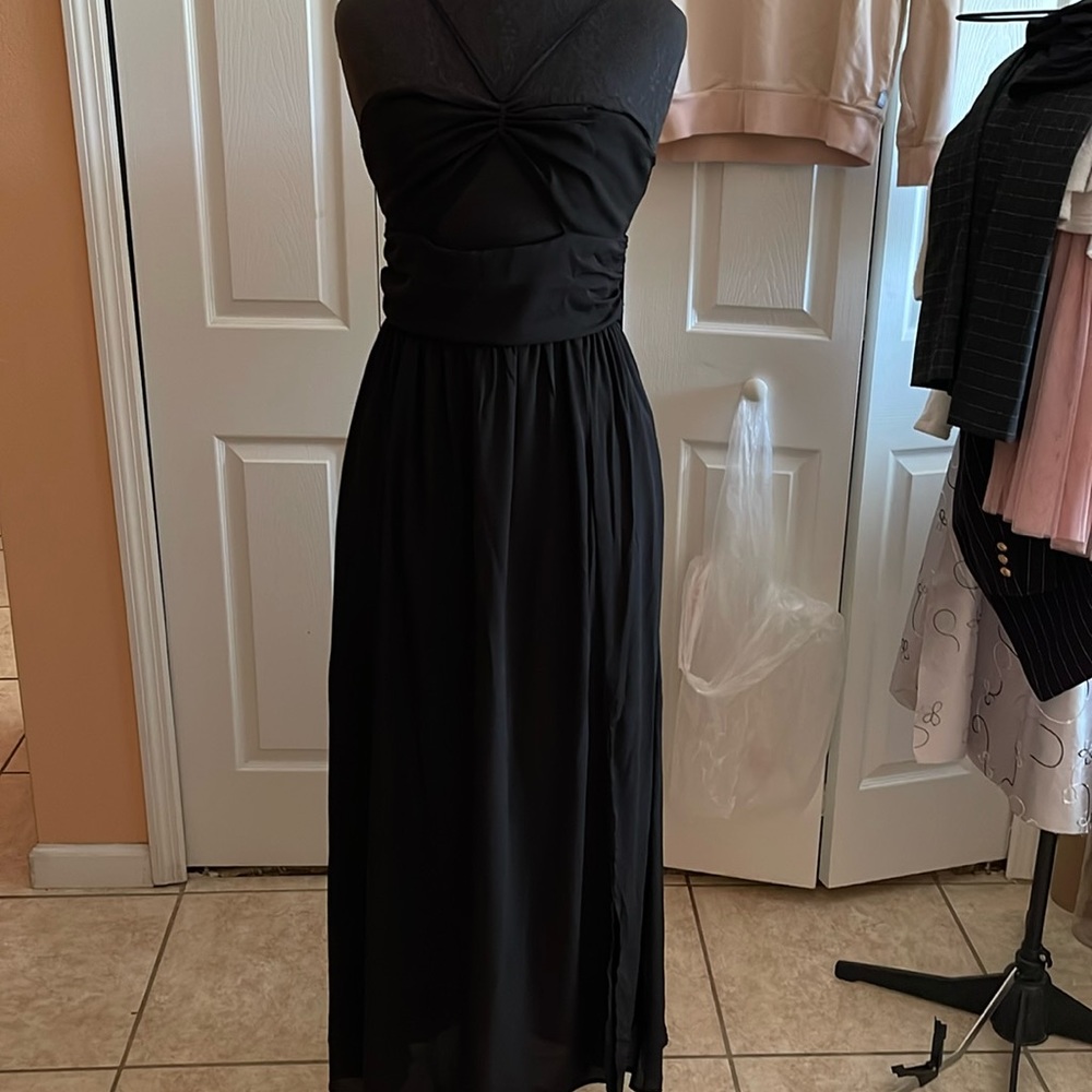 Hyve black maxi dress size L (fits like a medium) with two slits on front